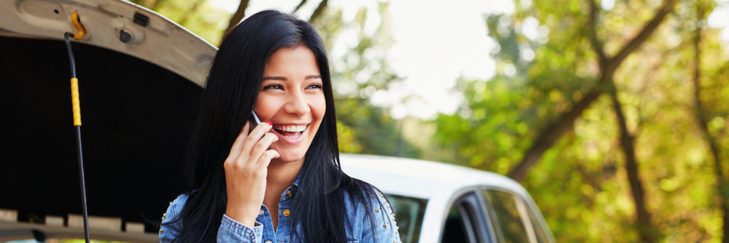 Woman laugh at phone Woman laugh at phone